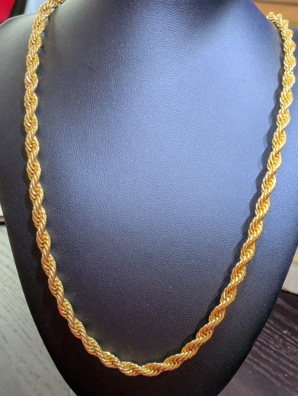 18K Yellow Gold Plated Heavy Vintage Rope Chain Necklace Men's Women's